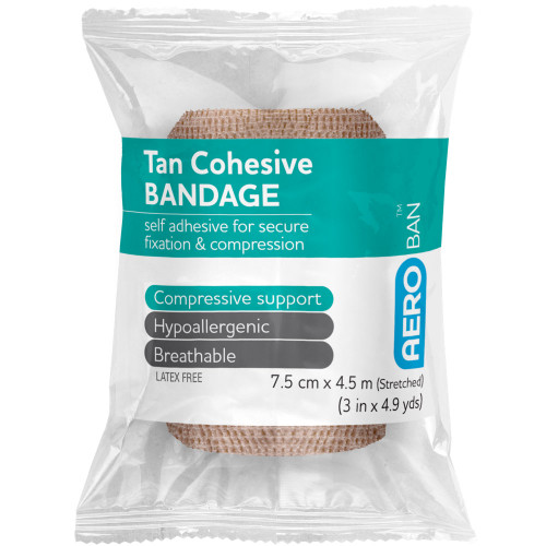 AEROBAN Tan Cohesive Bandage 7.5cm x 4.5M