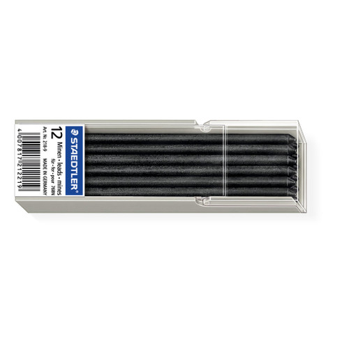 Staedtler 218 Lead Lumocolor Non-Permanent Refills ~3mm - Black, Pack of 12