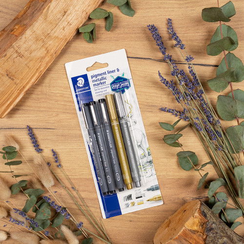 Staedtler 308 Pigment Liner and Metallic Marker Assorted Card