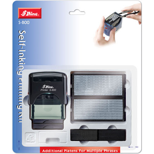Shiny Self-Inking Printing Kit - 3mm + 4mm Text, 4 Lines