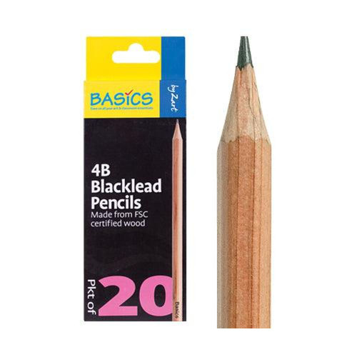 Basics Blacklead Pencils 4B Box of 20