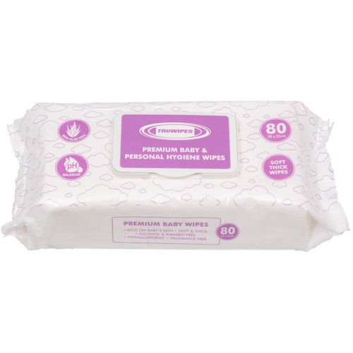 Premium Baby & Personal Hygiene Wipes 20cm x 22cm Pack of 80