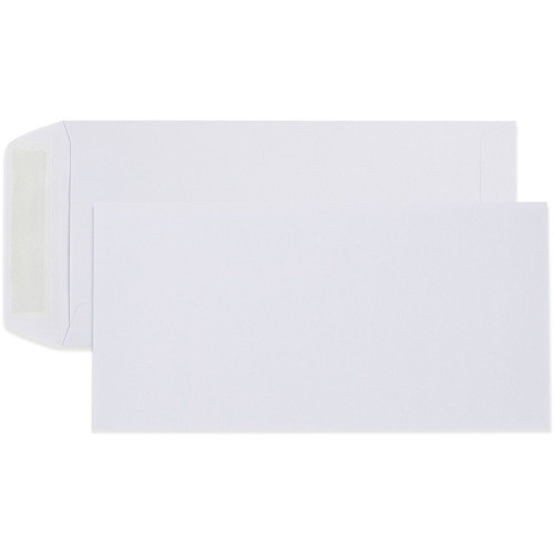 DL Plain Face Peel & Seal Pocket – White 100 gsm, Box of 500