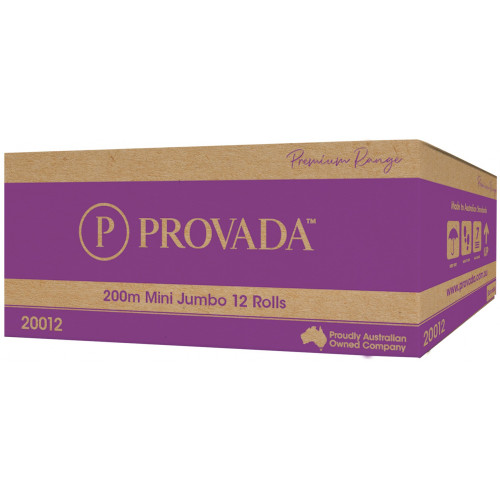PROVADA 200m Mini Jumbo 2ply 12 Rolls Per Carton - Fits Tork T2
