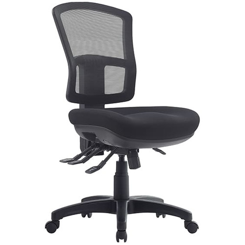 Fuse 3 Lever Heavy Duty Task Mesh Chair with Big Boy Seat and No Arms in Metro Black Fabric