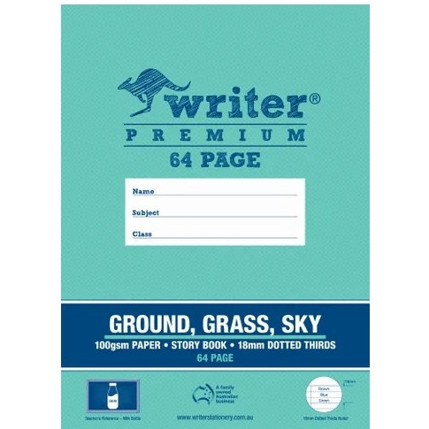 Writer Premium Story Book 64pg Ground/Grass/Sky 18mm dotted thirds