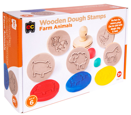 Eductaional Colours Wooden Dough Stamps - Farm