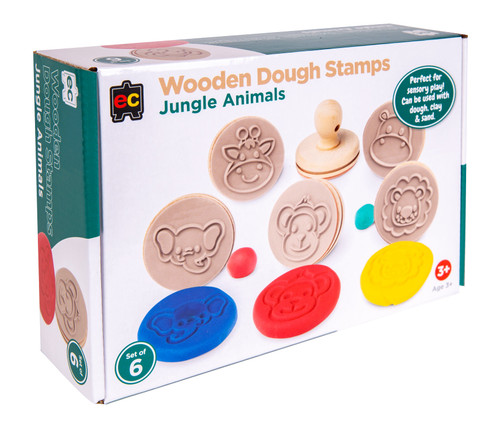 Eductaional Colours Wooden Dough Stamps - Jungle
