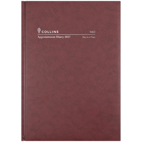 Collins Appointment Series Diary A4 1 Day To Pg 15Min Burgundy 140.P78 (2027 Early Edition)