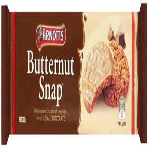 ARNOTTS BISCUITS CHOCOLATE BUTTERNUT SNAPS 200GM *** Short Dated: 27-OCT-2026 ***