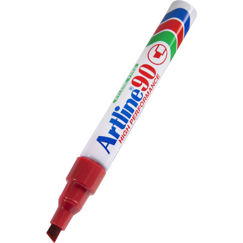 Artline 90 Permanent Marker Chisel Tip 2.0–5.0mm Red Box Of 12