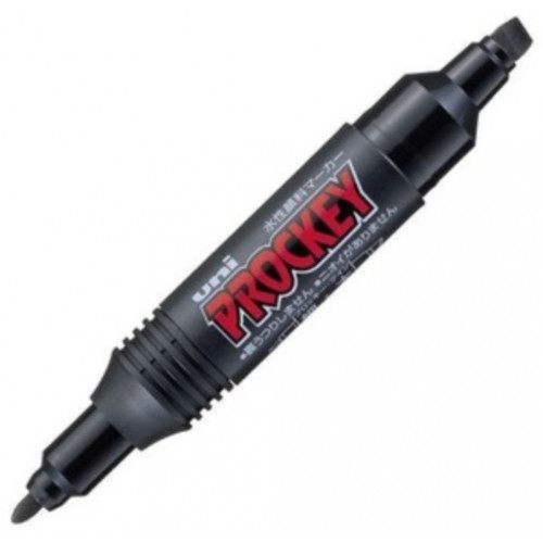 Uni Prockey Twin Tip Marker 1.2 - 6.0mm Bullet/ Chisel Tip Black, Box of 10