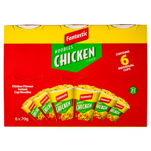 Fantastic Chicken Cup Noodles 70g, Pack of 6 ***Short Expiry: 28-Jun-2026***
