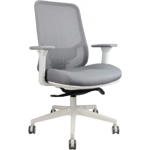 Parker Mesh Task Chair with Arms Rated Up to 135 Kg - Grey with White Frame, Each