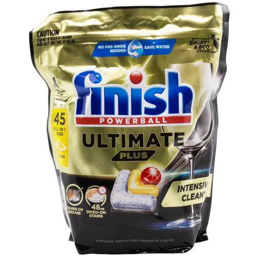 FINISH PK45 DISHWASHER TABLETS POWERBALL ULTIMATE PLUS INTENSIVE CLEAN LEMON