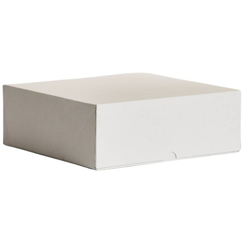 Easy Fold Corrugated Cake Box 9″ x 9″ x 4″ White, Carton of 100