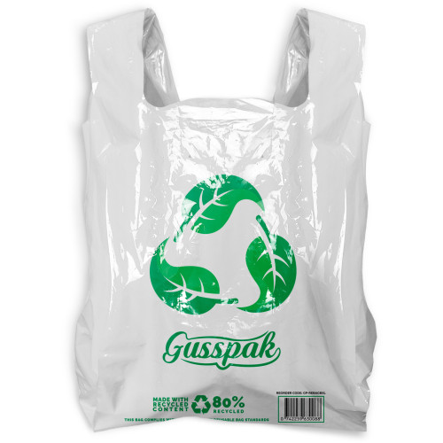 Gusspak BX-Large White Reusable Singlet Checkout Bags 560mm x 350mm + 18mm 42um Gusset Carton 500