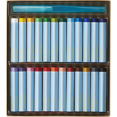 PENTEL GHW1 ARTS WATERCOLOUR OIL PASTELS PACK 24 WITH BRUSH