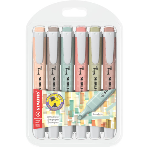Stabilo Swing Cool Nature 275/6-09 Chisel Highlighters Assorted Pack of 6