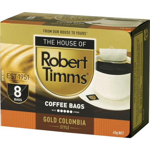 Robert Timms Coffee Bag 8's Gold Colombia***Short Expiry: 10-OCT-2026***