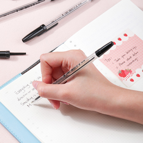 Deli Ballpoint Pen Black Fine 0.7mm, Each