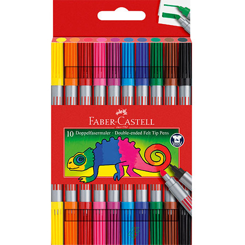 Faber-Castell Double-ended Felt Tip Assorted Marker Pens Classic Pack of 10