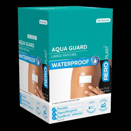 AEROPLAST AquaGuard Large Patch 7.5 x 5cm Box/25