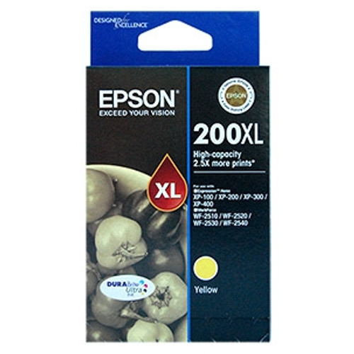 EPSON 200XL ORIGINAL YELLOW HIGH YIELD INK CARTRIDGE Suits XP100 / 200 / XP300 / XP400 / WF2510 / WF2520 / WF2530 / WF2540