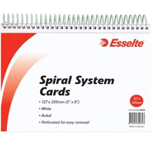 ESSELTE RULED SYSTEM CARDS Spiral 203x127mm White *** While Stocks Last ***