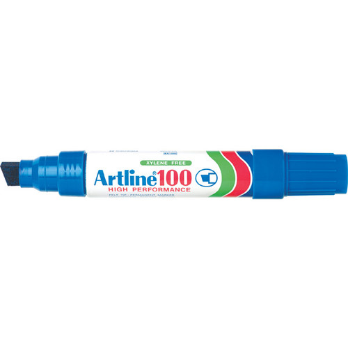 ARTLINE 100 PERMANENT MARKERS Large Chisel Blue Bx6