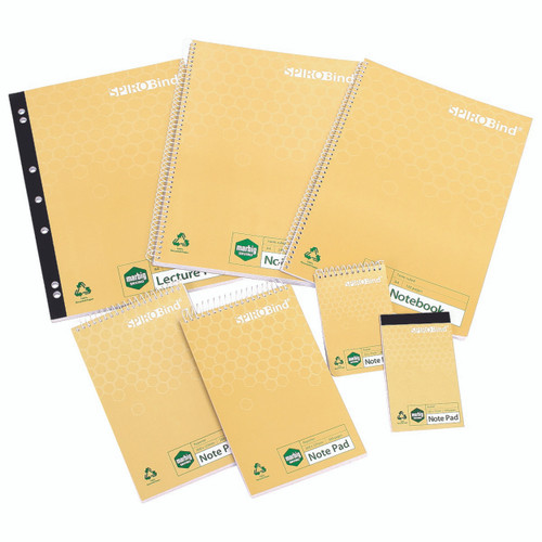 MARBIG SPIROBIND NOTEBOOK Recycled 112mm x 77mm Pocket 96 Page Top Bound