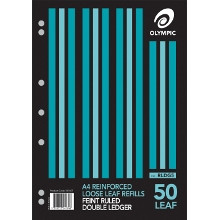 OLYMPIC REINFORCED REFILLS RLDG5 A4 297 x 210mm, 50 Leaf, Double Ledger Ruled