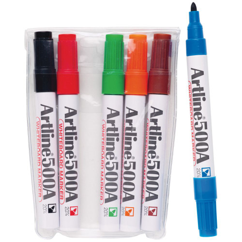 ARTLINE 500A WHITEBOARD MARKER Medium Bullet Assorted Wallet 6