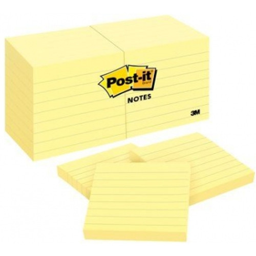 POST-IT NOTES - YELLOW LINED 630 76x76mm Yellow Lined Pk12 70007031290