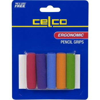 CELCO PENCIL GRIP ERGO COL ASST 5PK