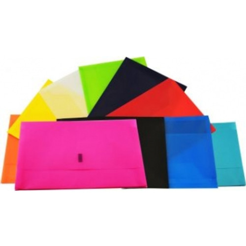 PLASTIC DOCUMENT WALLET Foolscap Hot Pink