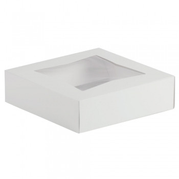 WINDOW CAKE BOX WHITE 180mm x 180mm x 75mm Ctn200