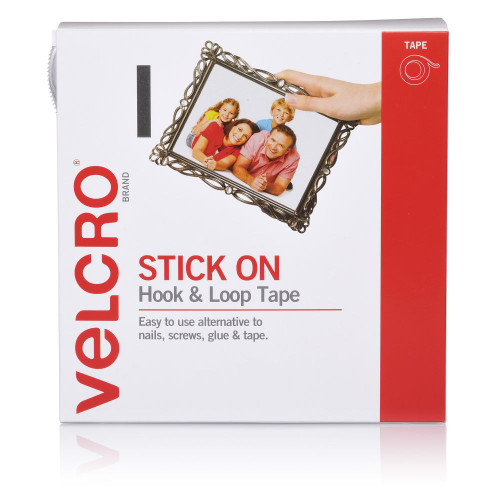 Velcro Stick On Hook & Loop Fastener Tape 20mm x 5m White (25589), Each