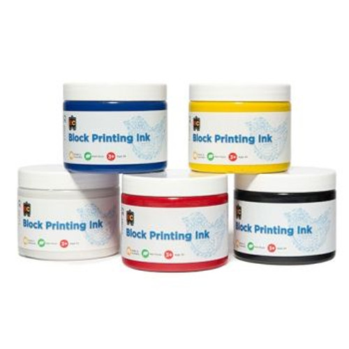 BLOCK PRINTING 250ML SET6 (BL/BLK/RD/YL & 2WHT)