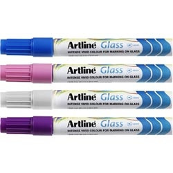ARTLINE GLASS MARKER 2mm Assorted Colours (BOX 12 )
