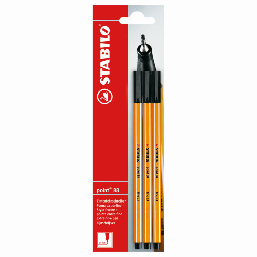 STABILO POINT 88 FINELINER Black Card 3 (B-14828-10)