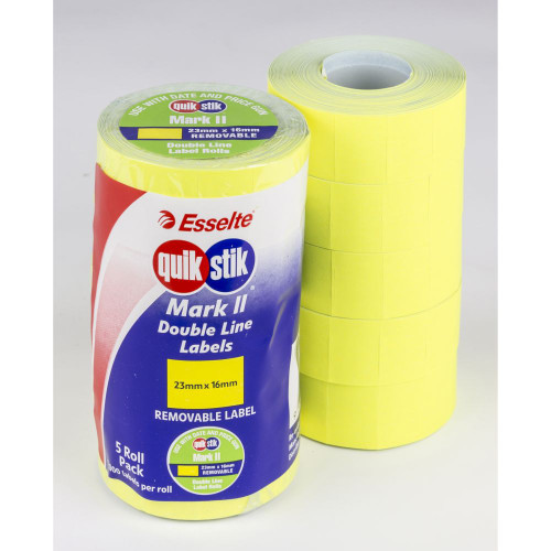 QUIKSTIK MARK II LABELS 23x16mm Removable Flouro Yell