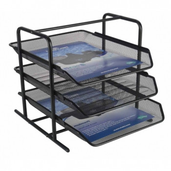 ITALPLAST Wire Mesh 3 Tier Document Tray - Black