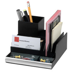ITALPLAST Workspace Desk Organiser - Matte Black / Silver, Each