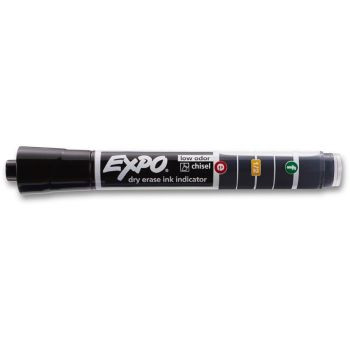 EXPO WHITEBOARD MARKER Ink Indicator Chisel Black, Bx12