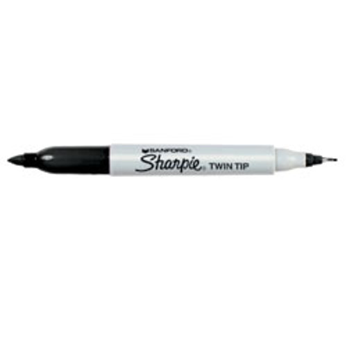 SHARPIE TWIN TIP PERMANENT MARKERS Black, Bx12