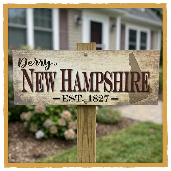 NH ESTABLISHED TOWN SIGN with NH State