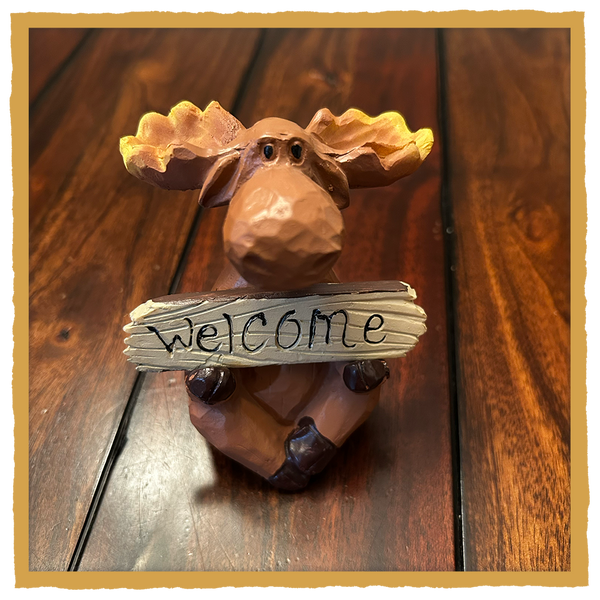 Moose with Welcome & Go Away Sign