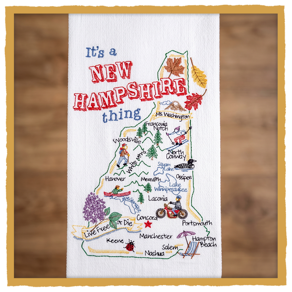 It's a New Hampshire thing embroidered flour sack towel