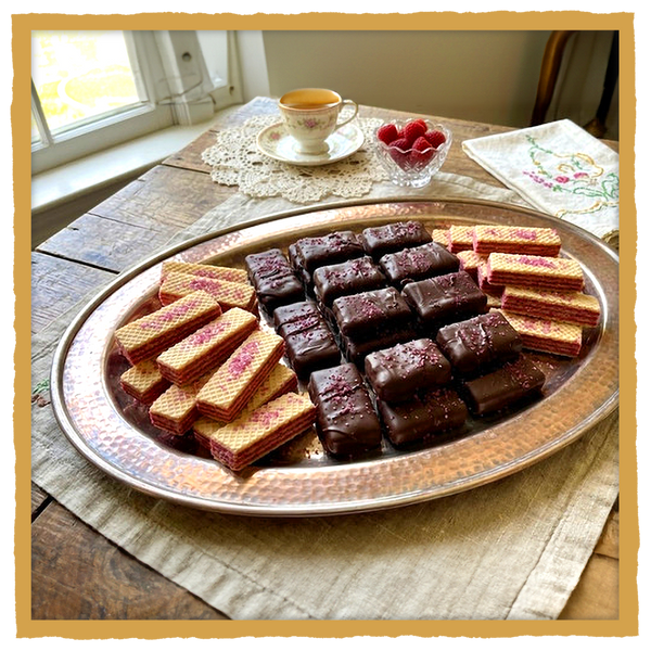 Raspberry Wafer Cookies covered in Dark Chocolate